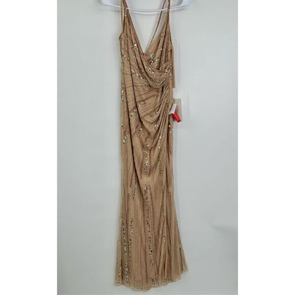 Mac Duggal NWT size 8 SEQUINED SPAGHETTI STRAP COWL BACK GOWN style 10932 - Picture 6 of 17